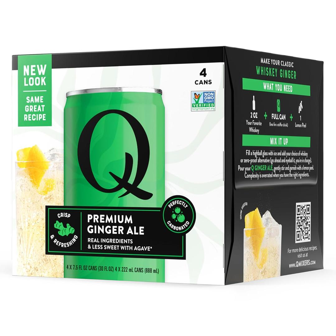 Q Mixers, Ginger Ale, 7.5 Fl Oz, 4 Pack, Best By 11/2025