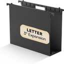 Plastic Extra Capacity Hanging File Folder Letter Size,Heavy Duty 3 inch Expansion,Reinforced Black Large Hanging Folders,Adjustable Tabs,Filing Cabinet Folders for Bulky Files Office,12 Pack