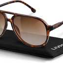 livho Trendy Polarized Aviator Sunglasses Women Men, Retro Sun Glasses for Women Men 2025, Oversized UV Protection Shades, Color: Dark Brown Tortoise/ Brown