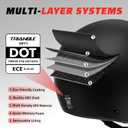 TRIANGLE Open Face Motorcycle Helmet Retro 3/4 Helmets with Clear Visor for Men Women DOT Approved (Black, M)