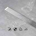 SaniteModar Linear Shower Drain, Shower Drain 18 inch with Removable Grate, Brushed 304 Stainless Steel Linear Drain Include Hair Strainer,Adjustable Leveling Feet