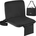Sportneer Stadium Seats with Back Support: 6 Reclining Position Folding Bleacher Chairs with Back and Cushion - Padded Bleacher Seats with Shoulder Strap & Storage pocket for Events, Outdoors, Camping (17"x11.8"x14", Black)