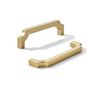 khtumeware 2-Pack 3-3/4 Inch Square Brushed Gold Cabinet Pulls, Solid Satin Gold Zinc Alloy Heavy-Duty Handles for Kitchen/Bathroom Cabinets, Drawers & Cupboards (3-3/4 Inch Center to Center)