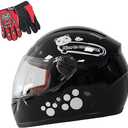 Kids Bike Helmet with Gloves, for Pedal Scooter, Motorcycle, ATV, Quad Bicycle, Suitable for Ages 3-6 (Black)