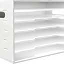 Construction Paper Organizer 12x18 ,6 Tier Desk File with Adjustable Shelves,White Scrapbook Storage Shelf for Sizes 20.3" X 13.4" X 12.6",Desktop File Organizer for Home Office School