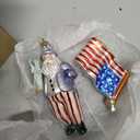 Blown Glass American Flag Ornament and Patriotic Santa Christmas Ornaments for Christmas Tree