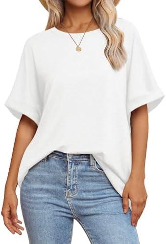 ATHMILE Womens Oversized T Shirts Summer Tops Spring Casual Loose Fit Workout Short Sleeve 2025 Beach Vacation Size M (White)