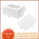 Mefleet 10pcs 14x10x6 Quarter Sheet Cake Boxes with 10 pcs Cake Boards - Rectangle Bakery Boxes with Window for Pastry Baking, Cupcakes, Donuts, Cookies, Pie Treat Packaging White Large