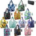 BeeGreen 12 Packs Flower Reusable Grocery Bags Reusable Tote Bags Extra Large 50LBS Cute Floral Design Foldable Reusable Bags for Women Men Lightweight Durable (Black, Purple, Blue, Pink, Yellow, Red, Green, White)