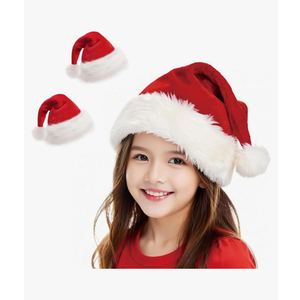 Christmas Hat, Santa Hats for Adults & Kids Red Velvet Comfort Extra Thicken Holiday Xmas Hat for New Year Festive Party