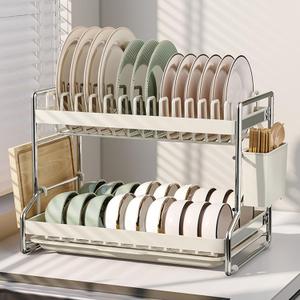 2 Tier Dish Drying Rack Dishes Organizer Rack Double Decker for Kitchen Counter