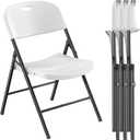 Nazhura 350 Weight Limit Heavy Duty Plastic Folding Chair with Reinfoced Steel Frame for Indoor and Outdoor, Wedding, Party, Restaurant, Meeting Room, Patio and Garden (White, 4 Pack)