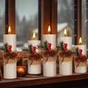 5 Pcs Christmas Pillar Candle 5 Size White Pillar Handmade Soy Wax Candles Holiday Decor Gift for Bedroom Bathroom Indoor Outdoor Home Dinner Party Decoration