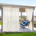Deconovo Outdoor Sheer Curtains for Patio, Waterproof Voile Curtain Panels, Light Filtering Privacy Drapes for Pergola Gazebo Balcony, Indoor Outdoor Use, Back Tab（Beige, 54x96 Inch, 2 Panels)