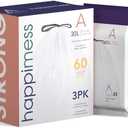happimess HPM3000A-WHITE 7.9 Gallon Kitchen Drawstring Trash Bags, Trash Can Liner, White, 60-Count, 3-Packs of 20 Liners