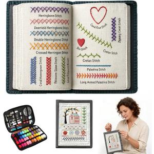2026 New Embroidery Stitch Book Kit, All Scenario Embroidery Learning Book,Comes with a Complete Toolkit and Instructional Tutorial,Hand Embroidery Patterns Kit for DIY and Sew Enthusiast