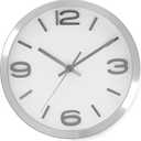 Bernhard Products Modern Wall Clock 10 Inch Silver Silent Non Ticking Battery Operated Round Elegant Metal Quality Quartz for Kitchen Home Office Clock with 3D Numbers, Easy to Read (Silver & Afternoon White)