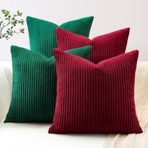OTOSTAR Pack of 4 Decorative Throw Pillow Covers 20x20 Inch Soft Corduroy Decorative Modern Pillow Covers Farmhouse Couch Boho Pillowcases Home Couch Bed Decor