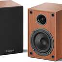 Powered Bookshelf Speakers, 40W X 2 Record Player Speakers with 4 Inch Woofer and a 1" Silk Dome Tweeter, BT5.3/RCA/USB-C Audio Input for PC and TVs, Brown (Yellow)