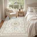 4x6 Area Rugs for Living Room: Washable Rug Soft Vintage Boho Carpet Indoor Floor Non-Slip Stain Resistant Floral Large Carpets for Bedroom Dining Room Farmhouse Nursery Home Office Beige