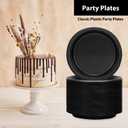 Black Plastic Plates 9 Inch - 50 count - Plastic Solid Round Party Plates For Weddings, BBQs, Birthday Plates - Disposable Black Plates - Plastic Dessert Plates