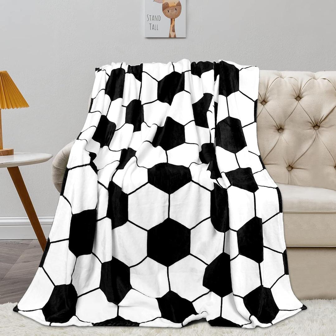Soccer Blanket, Soccers Gifts for Boys Girls Soccer Lovers, Machine Washable Soft Fleece Throw Blankets for Kids Toddlers Teens, Soccers Decor for Bedroom Lving Room Play Room, 40x50 Inch