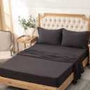 PURE ERA Jersey Knit 4pc Bed Sheet Set 100% T-Shirt Cotton Super Soft Comfy Breathable Fits Mattress Up to 20" Extra Deep Pocket (Solid Deep Brown, Queen)