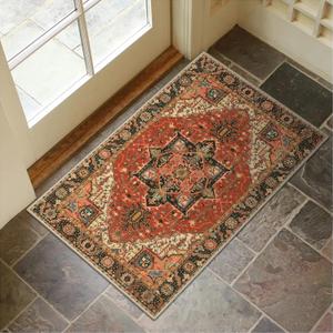 Collive Indoor Door Mat Retro Floor Mat, Non Slip Washable Doormat Quickly Absorb Welcome Mats Low Pile Door Mats Inside Entryway Carpet Front Door Rug for Entrance - 24" x 36" (Multi Color)