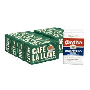 Café La Llave Espresso Ground Coffee, Dark Roast, 10 OZ, Pack of 8 (EXP 09/29/26)