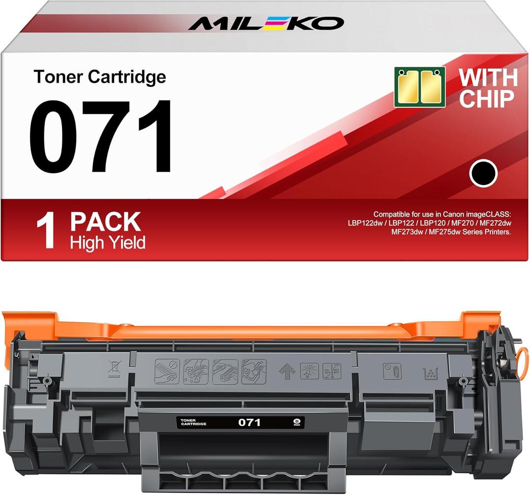 071 Black Toner Cartridge 1 Pack Compatible Replacement for Canon 071 071H Black Toner to Work for Canon imageCLASS LBP122dw LBP122 LBP120 MF270 Mf272dw Mf273dw Mf275dw Printers 071 Black Toner Cartridge 1 Pack Compatible Replacement for Canon 071 071H Black Toner to Work for Canon imageCLASS LBP122dw LBP122 LBP120 MF270 Mf272dw Mf273dw Mf275dw Printers