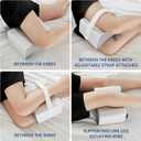 Kehangte Knee Pillow for Side Sleepers,Knee Pillow,Leg Pillow for Side Sleeping,Hip Pain and Smooth Spine Alignment Pillows,Memory Foam Ergonomic and with Cover and Removable Straps,White/Gray