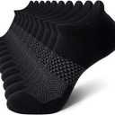 CS CELERSPORT 5 Pairs Women's Ankle Running Socks Cushioned Athletic Sport Socks with Tab (Black, S)