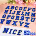 ASTARON 52 Pcs Self Adhesive Letter Patches Chenille Letters Stickers, A-Z Embroidered Applique Patches Alphabet Cloth Patch for Clothes, Bags, Hat, Phone Case, DIY Accessories (Dark Blue)