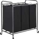 STORAGE MANIAC 3 Section Laundry Sorter, 35.9 Gal (136 L) Laundry Hamper Cart with Heavy Duty Rolling Lockable Wheels and Removable Bags, Clothes Organizer Basket Clothes Separator Hamper, Beige