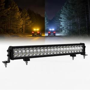 23 inch144W Amber&White 6Mode LED Light Bar DualRow Spot & Flood Combo, 15000LM IP68 Waterproof Strobe/Fog OffRoad Light for Truck, Jeep, UTV, ATV, Boat, 12V(Without Wiring Harness)