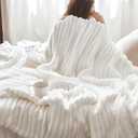 Bedsure Blankets Queen Size for Bed - GentleSoft Cozy Soft Blankets for Women, Cute Large Fleece Throws for Girls, Off White, 90x90 Inches (Queen (90" x 90"))