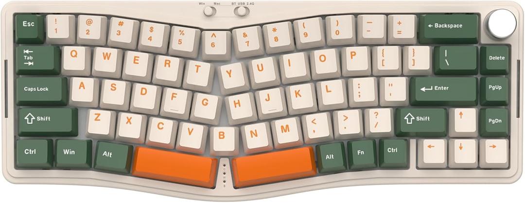 ATTACK SHARK AKS068PRO Wireless Mechanical Gaming Keyboard 65% Alice Layout Hot-swap Gasket with Wired/BT5.1/2.4Ghz RGB Backlit VIA Programmable Knob 3000mAh Battery Sea Salt Switch for Win/Mac(Green)