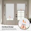 LazBlinds Cordless Cellular Shades for French Doors, No Drill French Door Blinds for Privacy, Blackout Light Blocking Honeycomb Shades for Sliding Doors Front Door Patio, 1 Pack, 30" W x 78" H, White