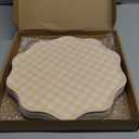 Jinei 24 Pcs Gingham Cake Dessert Paper Plates 10.5 Inch Checkered Disposable Party Plates Plaid Scalloped Edges Dinner Tableware for Easter, Birthday Party, Picnic, Summer, 4 Pastel Colors