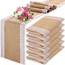 Tatuo 6 Pcs Lace Burlap Table Runner 12'' x 72'' Rustic Jute Hessian Farmhouse Country Vintage Romantic Fabric Cloth for Country Wedding Birthday Party (Cute)