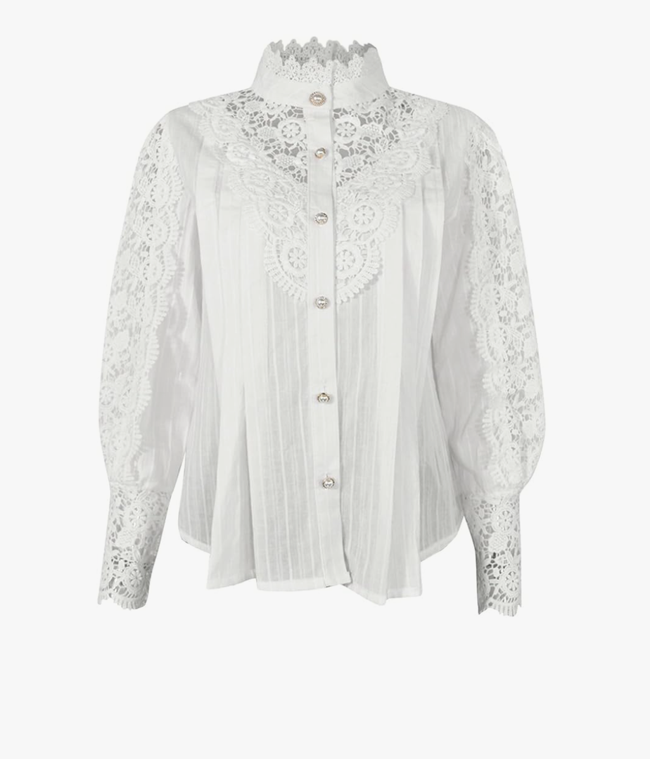 Trendy Women's Casual Shirt with Lace Detailing for Autumn and Winter Fashion Long Sleeve Blouse Perfect , Size XXL
