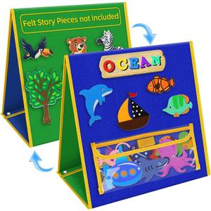Foldable Felt Board - Double-Sided Flannel Story Board for Preschool Learning, Interactive Storytelling & Play | 13" x 12" Portable Felt Play Board for Home & Classroom Use (Multicolor)