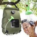 Solar Shower Bag | 5 Gal/20L Solar Heating Camping Shower Bag | Removable Hose | On-Off Switchable Shower Head | Ducha Portatil | Traveling Shower | Portable Shower for Beach Swimming, Hiking (Green)