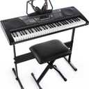 Joy 61-Key Standard Music Keyboard Kit Including USB Music Player Function, Bundle with Headphone, Stand, Stool, Power Supply (JK-66M Kit)