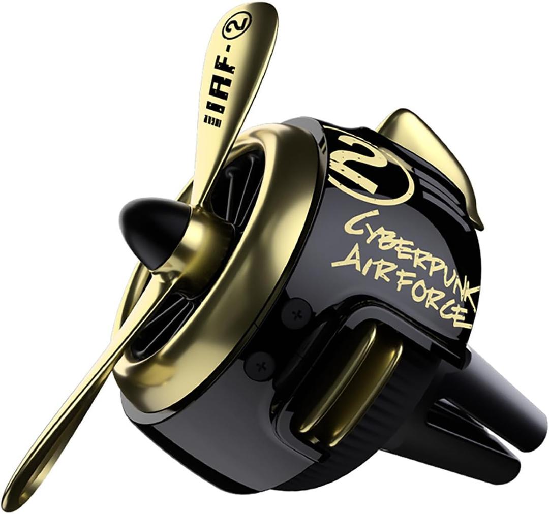 INEBIZ Car Air Freshener Vent Clip, Propeller Aromatherapy Diffuser, with 2-piece Long Lasting Scent Refill, Automotive Interior Accessories Universal for Men & Women (Punk Gold)