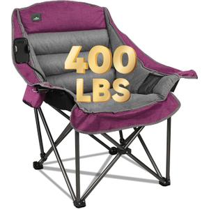 Northroad Oversized XL Padded Camping Chair w/ Cell Phone Holder, Large Camp Lounge Chair, Foldable Lawn Chair w/ Cup Holder, Carry Bag for Outdoor Hiking, Beach, Picnics, Heavy-Duty 400-lbs Capacity