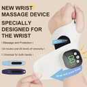Rechargeable Adjustable Electric Wrist Massager,Ambidextrous Portable Cordless Hand Heating Pad,Wearable Massager for Both Left & Right Hand with 8 Modes 30 Intensity Levels,Gifts for Mom Dad