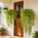 RAINFLOW Artificial Flowers for Outdoors - 2PCS UV Resistant Fake Hanging Flowers, Small Jasmine Buds Ivy Vine for Centerpiece Front Porch Kitchen Garden Wedding Thanksgiving Decor(29.5" Yellow)