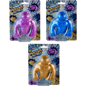 ORB Mega Precious Metals Funkee Monkee 3 Pack - Metallic Colored Stretchy, Squishy, Funny Monkeys - Perfect to Squeeze for Stress Relief - Fun Collectible Sensory and Fidget Toys for Kids and Adults