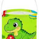Dinosaur Baskets, Kids Easter Dinosaurs Storage Bins.Easter Basket Empty with Handles.Dinosaurs Eggs Decor,Books, (Green Dinosaur)